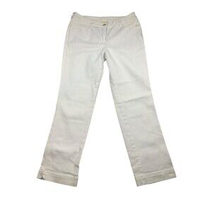 SoCa ST. JOHN Size 2 Cotton Stretch Crop Casual Pants Off-White Pockets‎